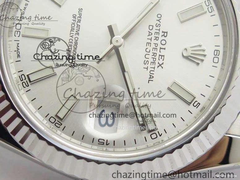 0406 EasyCare DateJust 41mm 126334 Noob 1:1 Best Edition Fluted Bezel Silver Dial On SS Oyster Bracelet A 3588